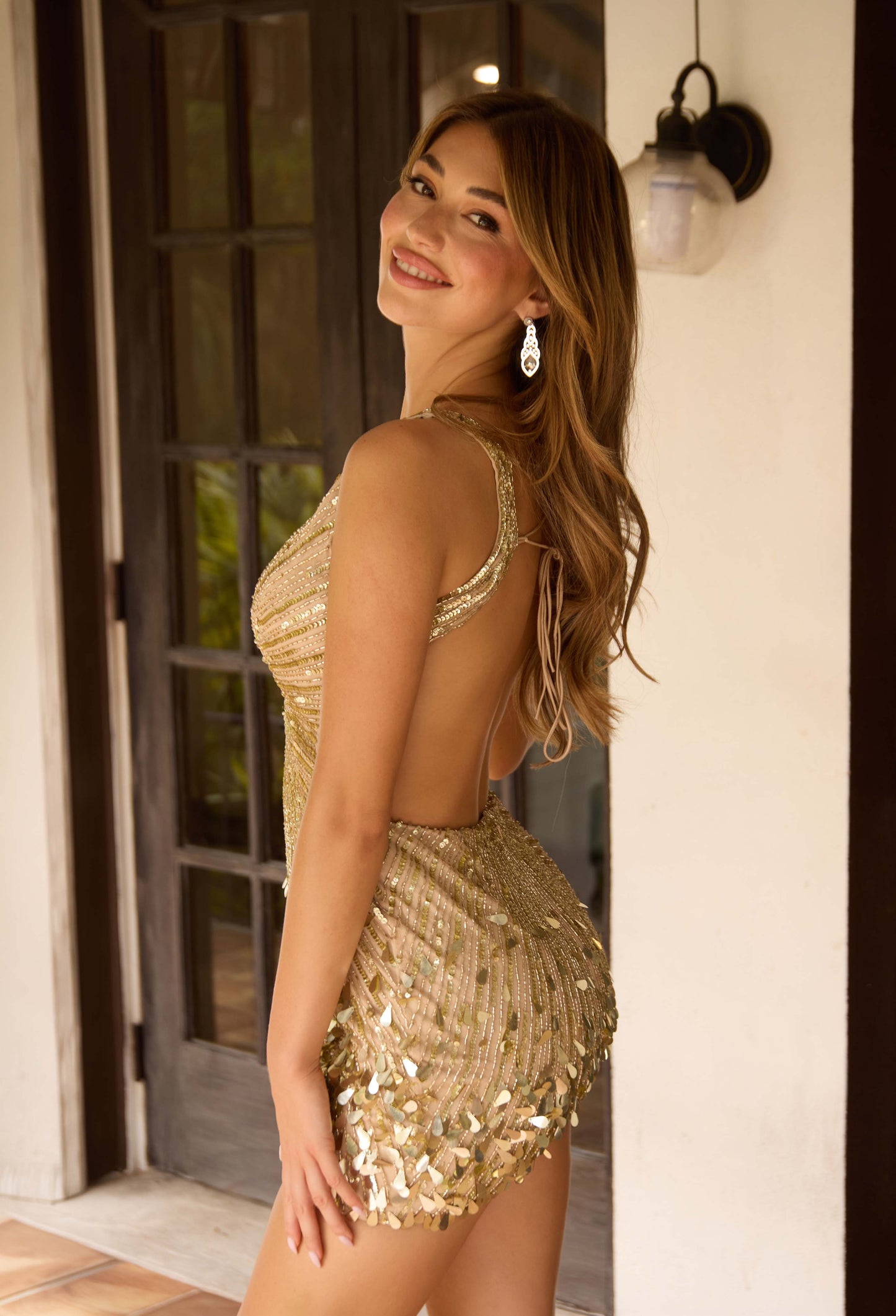 Primavera Couture 4417 Sequin Homecoming Dress Backless