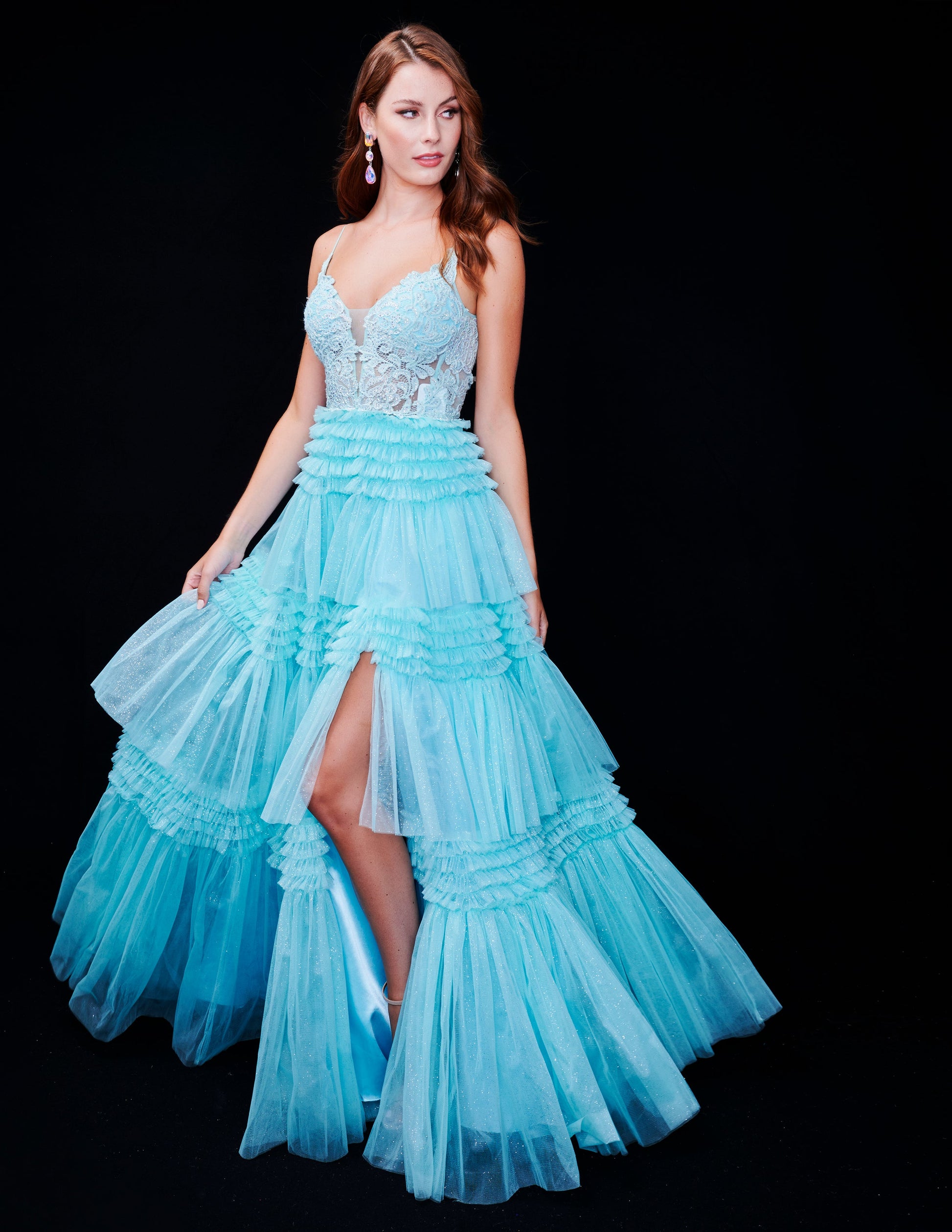 Nina Canacci 4418 Size 4 Mint Sheer Lace Corset Prom Dress Layer A Line Shimmer Tulle Pleated Formal Ball Gown Nina Canacci 4418 Size 4 Mint Sheer Lace Corset Prom Dress Layer A Line Shimmer Tulle Pleated Formal Ball Gown