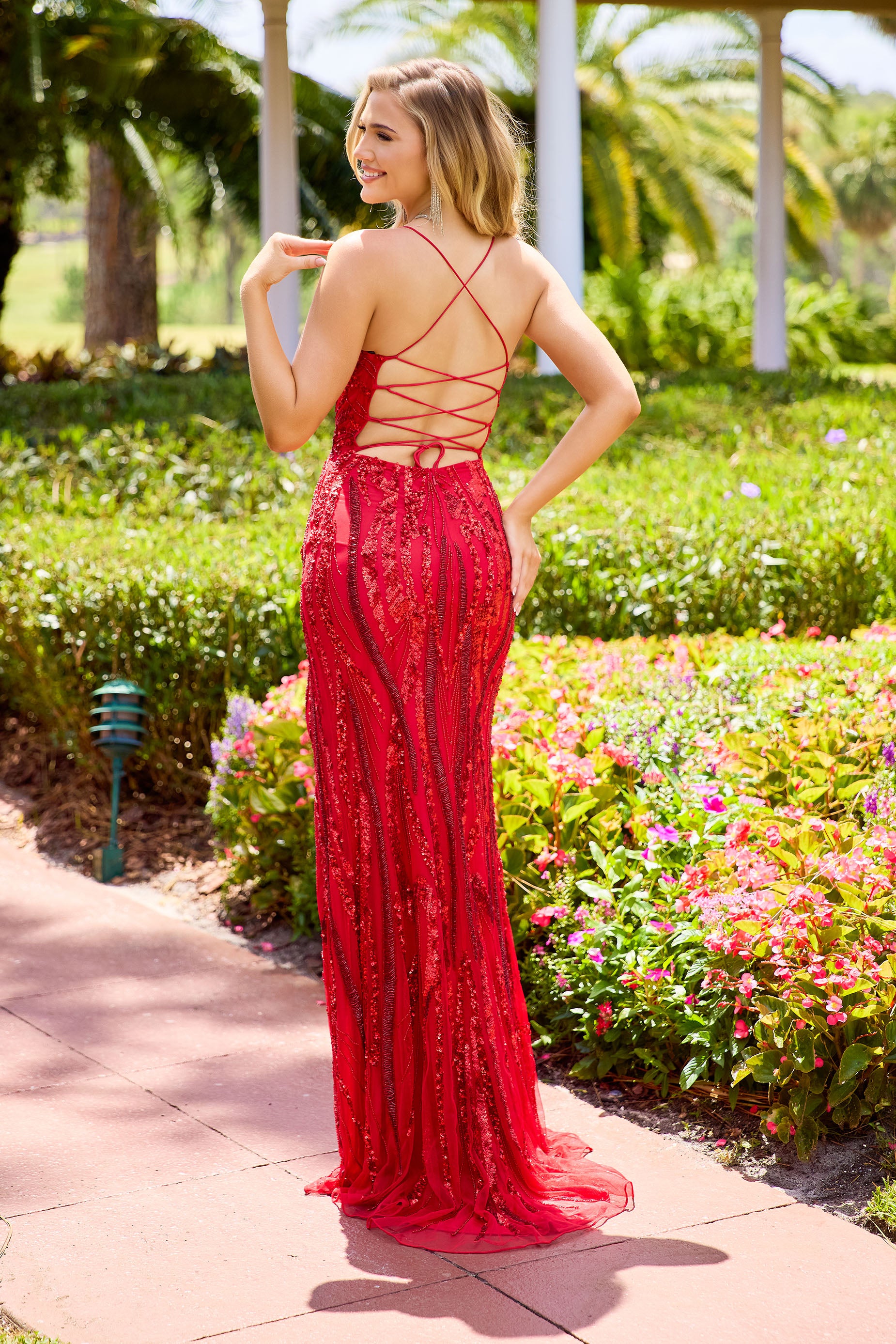 Primavera 4513 Beaded V-Neckline Prom Dress Formal Pageant Gown
