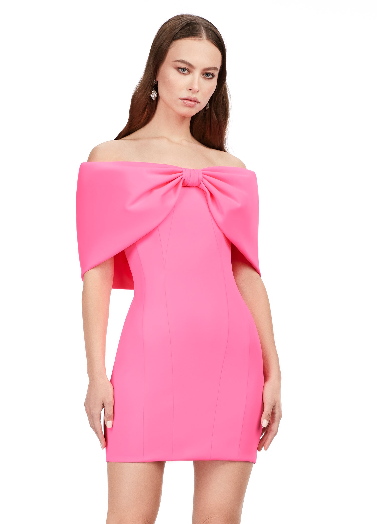 Ashley Lauren 4640 Oversized Off The Shoulder Bow Design Fitted Cocktail Homecoming Dress 12 / White/Black Ashley Lauren 4640 Oversized Off The Shoulder Bow Design Fitted Cocktail Homecoming Dress 12 / White/Black