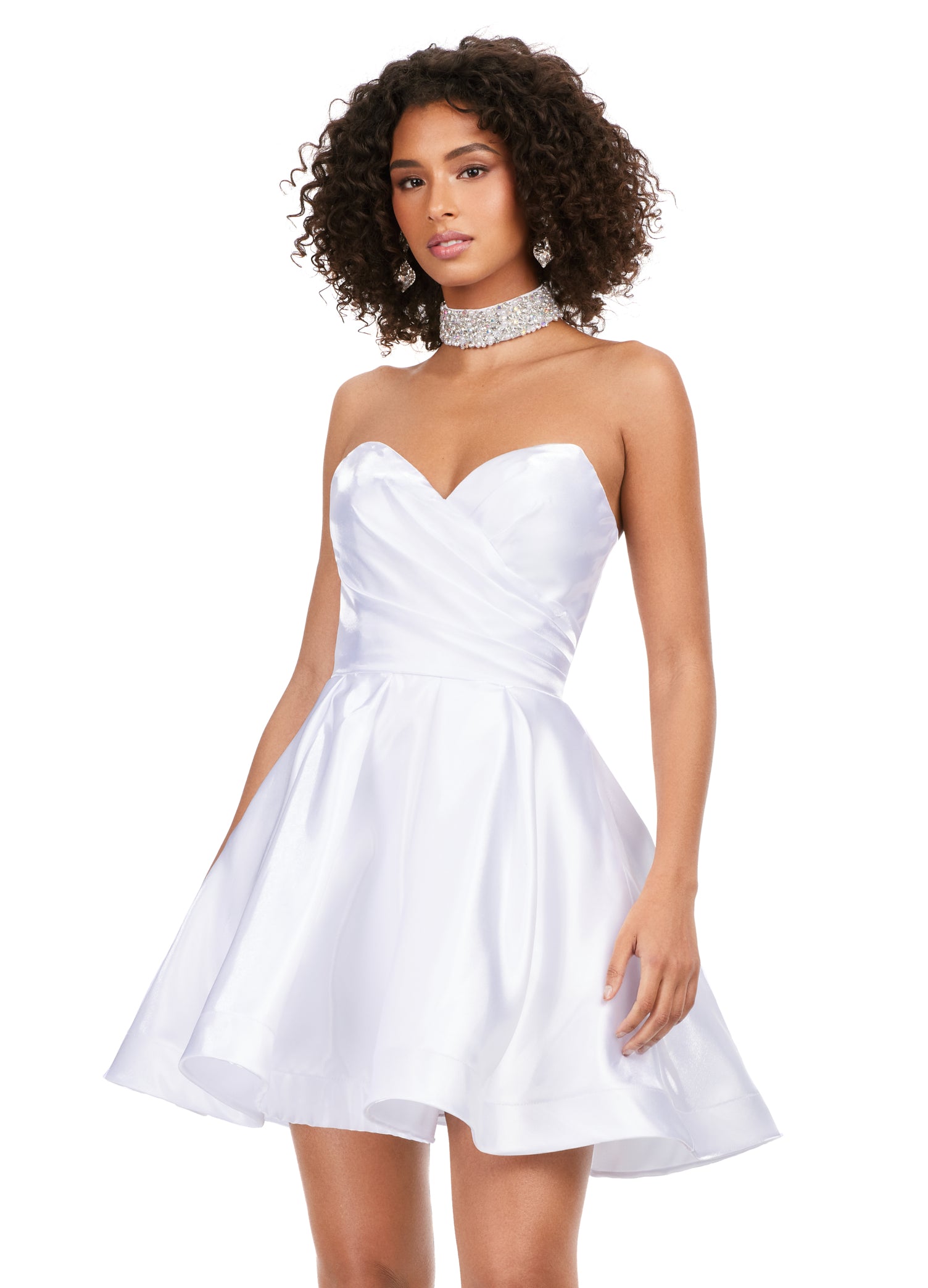 Ashley Lauren 4644 Strapless Satin A-Line Skirt Fully Beaded Choker Cocktail Homecoming Dress 10 / Orchid Ashley Lauren 4644 Strapless Satin A-Line Skirt Fully Beaded Choker Cocktail Homecoming Dress 10 / Orchid
