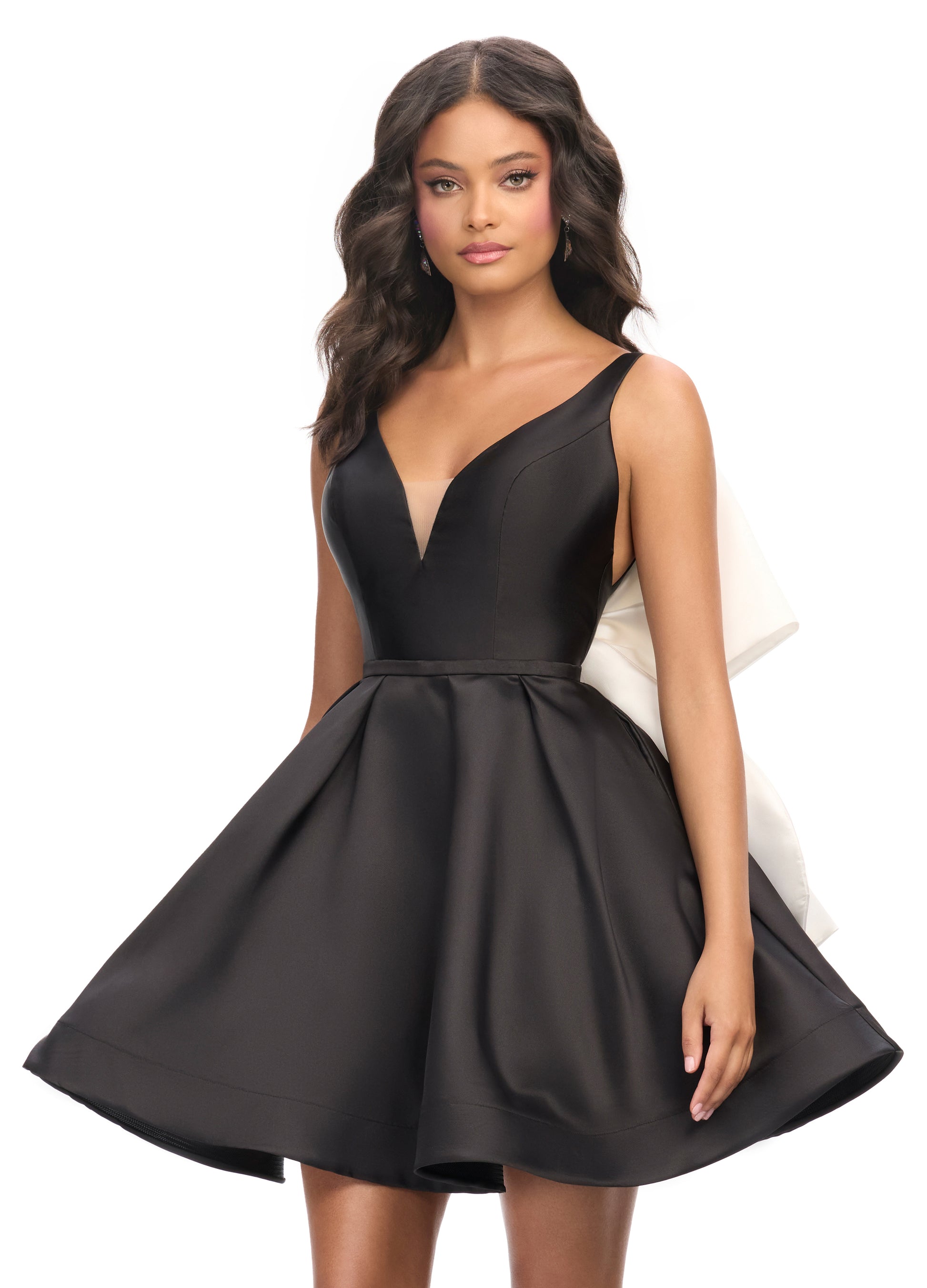 Ashley Lauren 4781 Bow in the Back Cocktail Dress Mikado with wide Str – Glass Slipper Formals