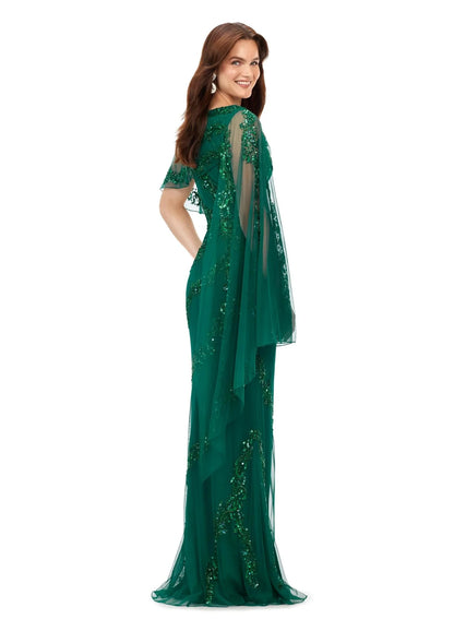 Ashley Lauren 11213 Long Evening Gown Detachable Overlay