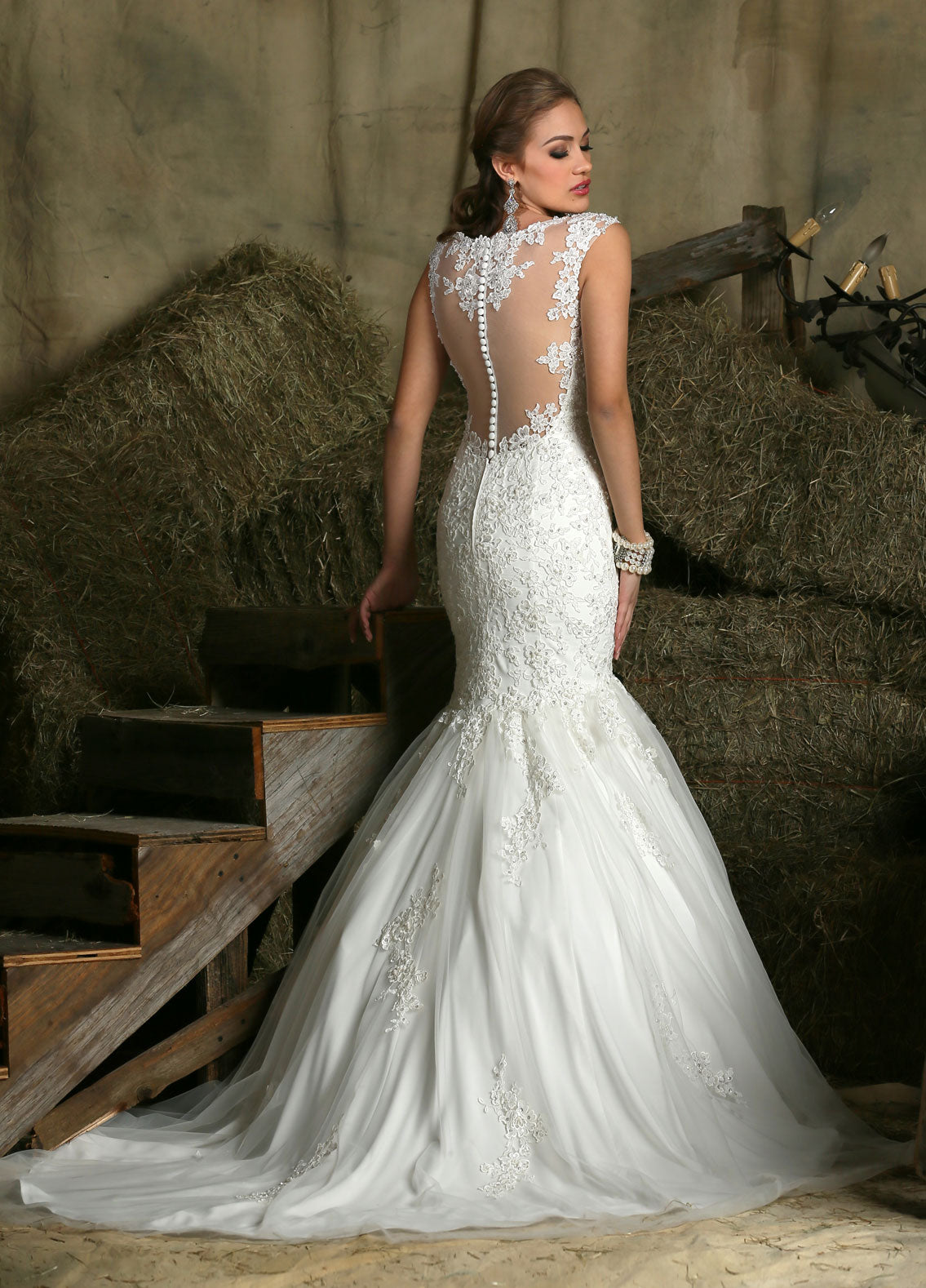 Davinci Bridal 50330 Lace Mermaid Wedding Dress Bridal Gown Sheer Back Davinci Bridal 50330 Lace Mermaid Wedding Dress Bridal Gown Sheer Back