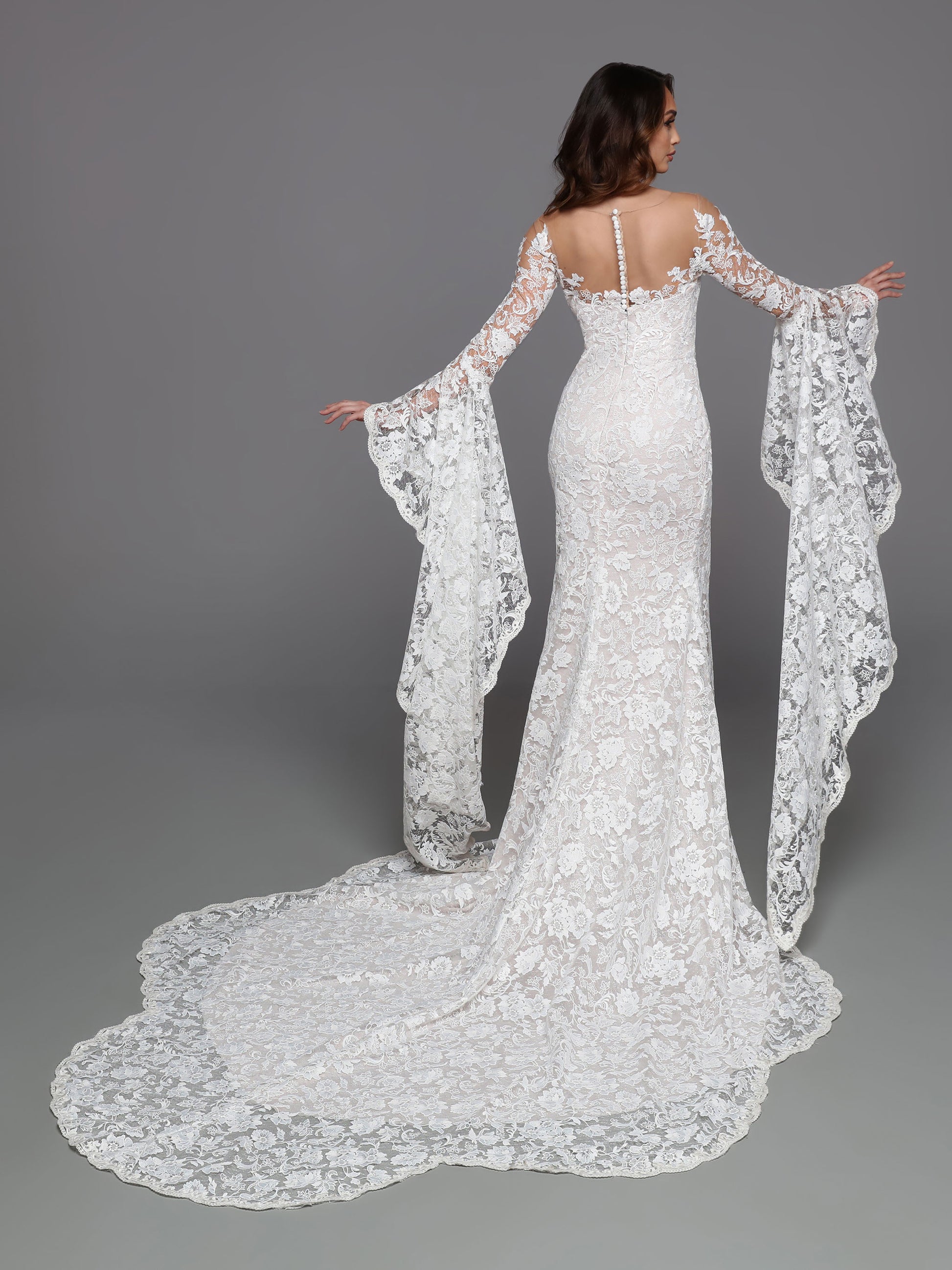 Davinci Bridal 50735 Long Bell Sleeve Lace Wedding Dress Sheer Mermaid Glass Slipper Formals Davinci Bridal 50735 Long Bell Sleeve Lace Wedding Dress Sheer Mermaid Glass Slipper Formals