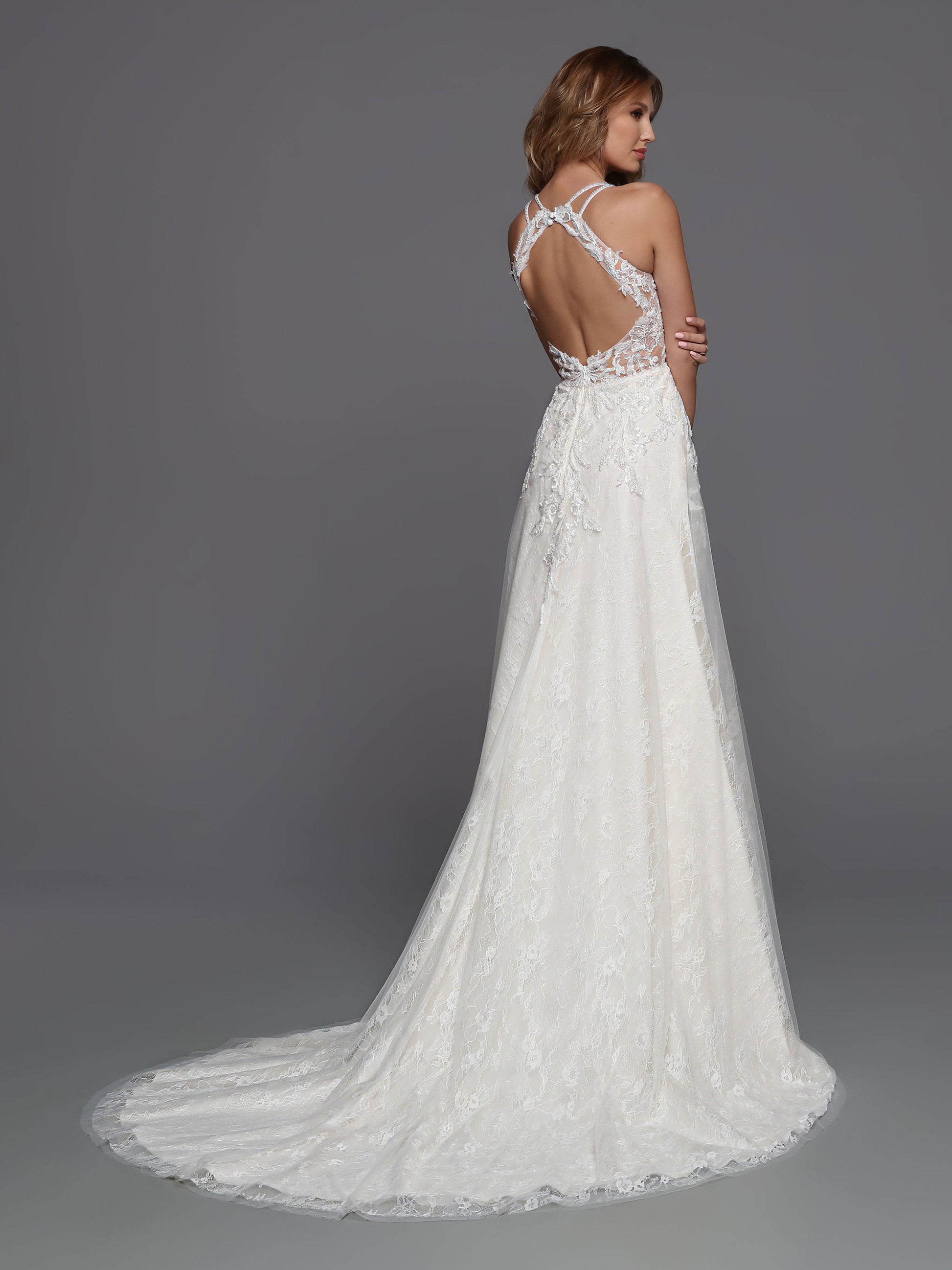 DaVinci Bridal 50736 A-Line V-Neck Keyhole Back Lace Appliques Tulle Train Wedding Gown 8 / Ivory/Ivory DaVinci Bridal 50736 A-Line V-Neck Keyhole Back Lace Appliques Tulle Train Wedding Gown 8 / Ivory/Ivory