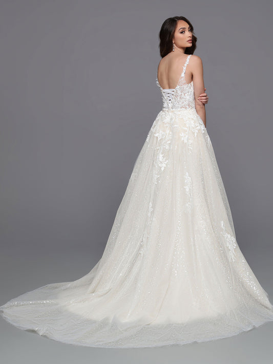 Featuring sheer beaded lace and a wide ribbon corset, Davinci Bridal 50738 is the perfect fit & flare sheath wedding dress. Create your dreamy walk down the aisle with the detachable skirt and extended tulle train. Accentuate your figure and showcase your sense of style with this elegant option. 