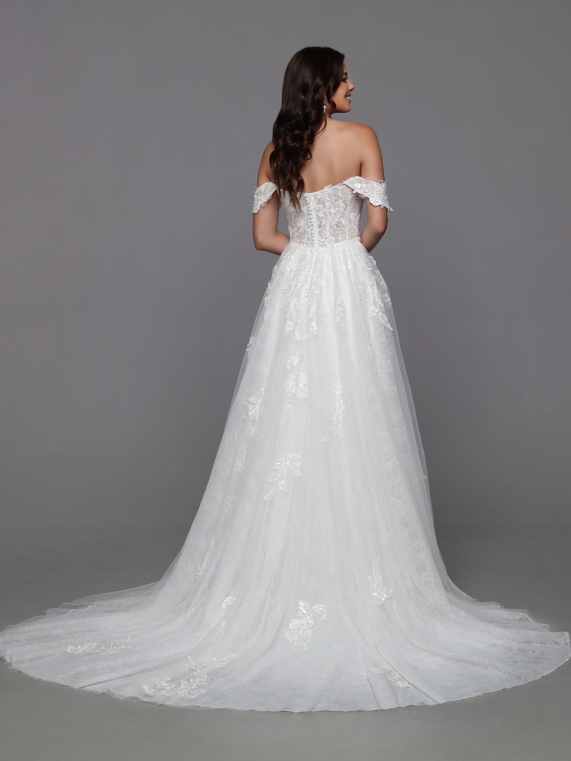 Davinci Bridal 50787 Long Lace A Line wedding dress off the shoulder Sheer Beaded Bodice 20 / Ivory Davinci Bridal 50787 Long Lace A Line wedding dress off the shoulder Sheer Beaded Bodice 20 / Ivory