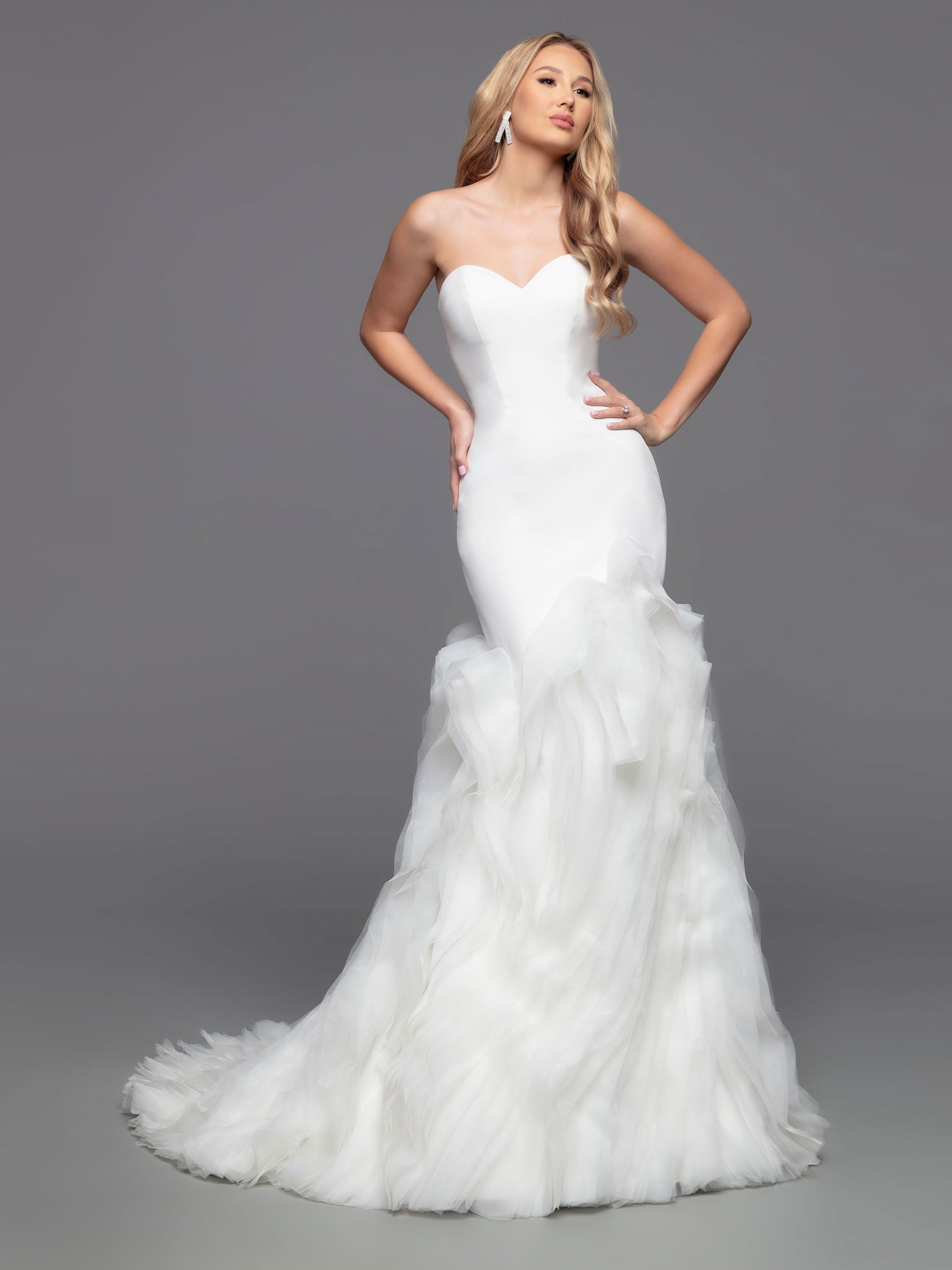 Davinci Bridal 50802 Strapless Crepe Mermaid Wedding Dress Ruffle Organza Skirt Gown 4 / Ivory Davinci Bridal 50802 Strapless Crepe Mermaid Wedding Dress Ruffle Organza Skirt Gown 4 / Ivory