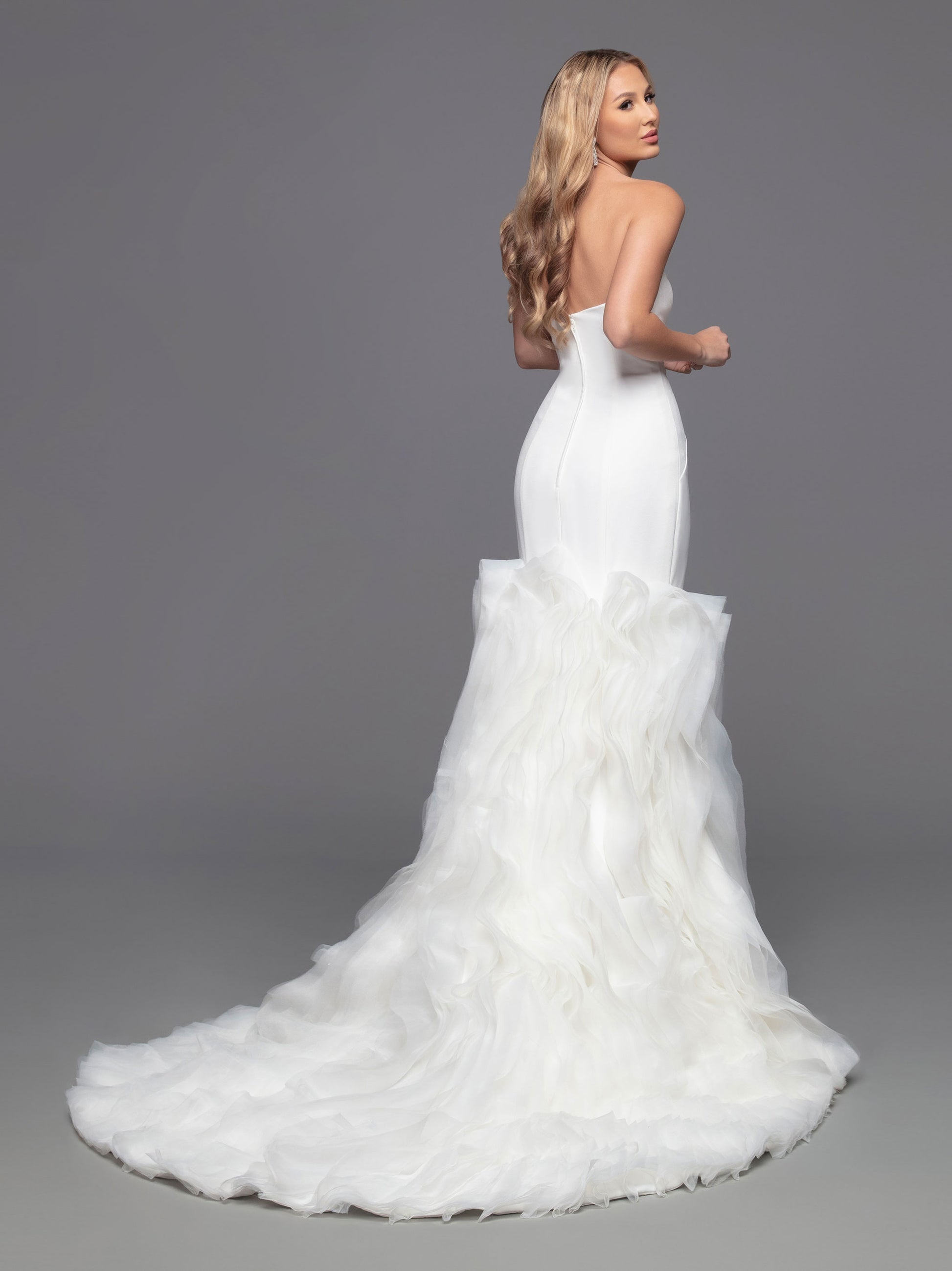 Davinci Bridal 50802 Strapless Crepe Mermaid Wedding Dress Ruffle Organza Skirt Gown 18 / Ivory Davinci Bridal 50802 Strapless Crepe Mermaid Wedding Dress Ruffle Organza Skirt Gown 18 / Ivory