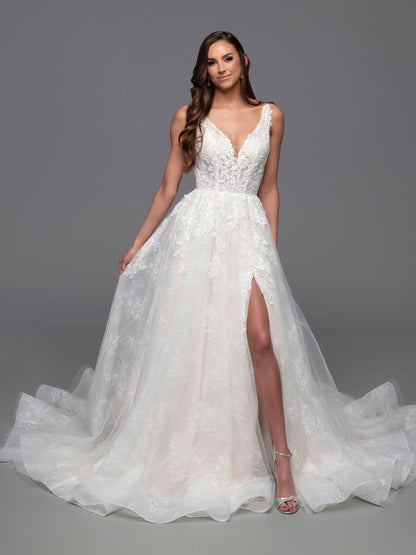 Davinci Bridal 50821 Long Lace A Line Maxi Slit Sequin Wedding Dress Sheer V Neck Gown 2 / Ivory/Ivory Davinci Bridal 50821 Long Lace A Line Maxi Slit Sequin Wedding Dress Sheer V Neck Gown 2 / Ivory/Ivory
