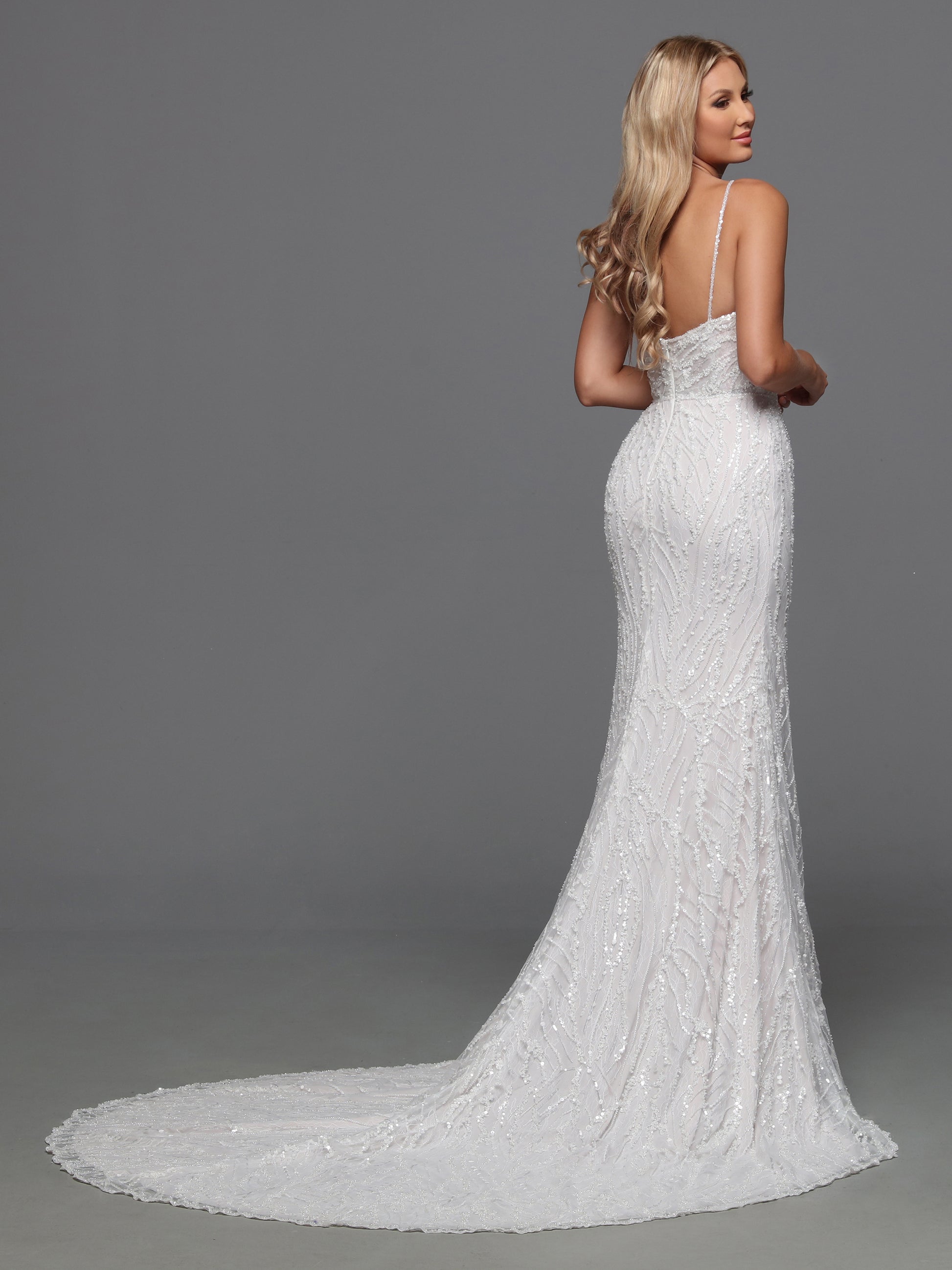 Davinci 50841 Sequin Beaded Lace Fitted Wedding Dress Train Bridal Gow Glass Slipper Formals Davinci 50841 Sequin Beaded Lace Fitted Wedding Dress Train Bridal Gow Glass Slipper Formals