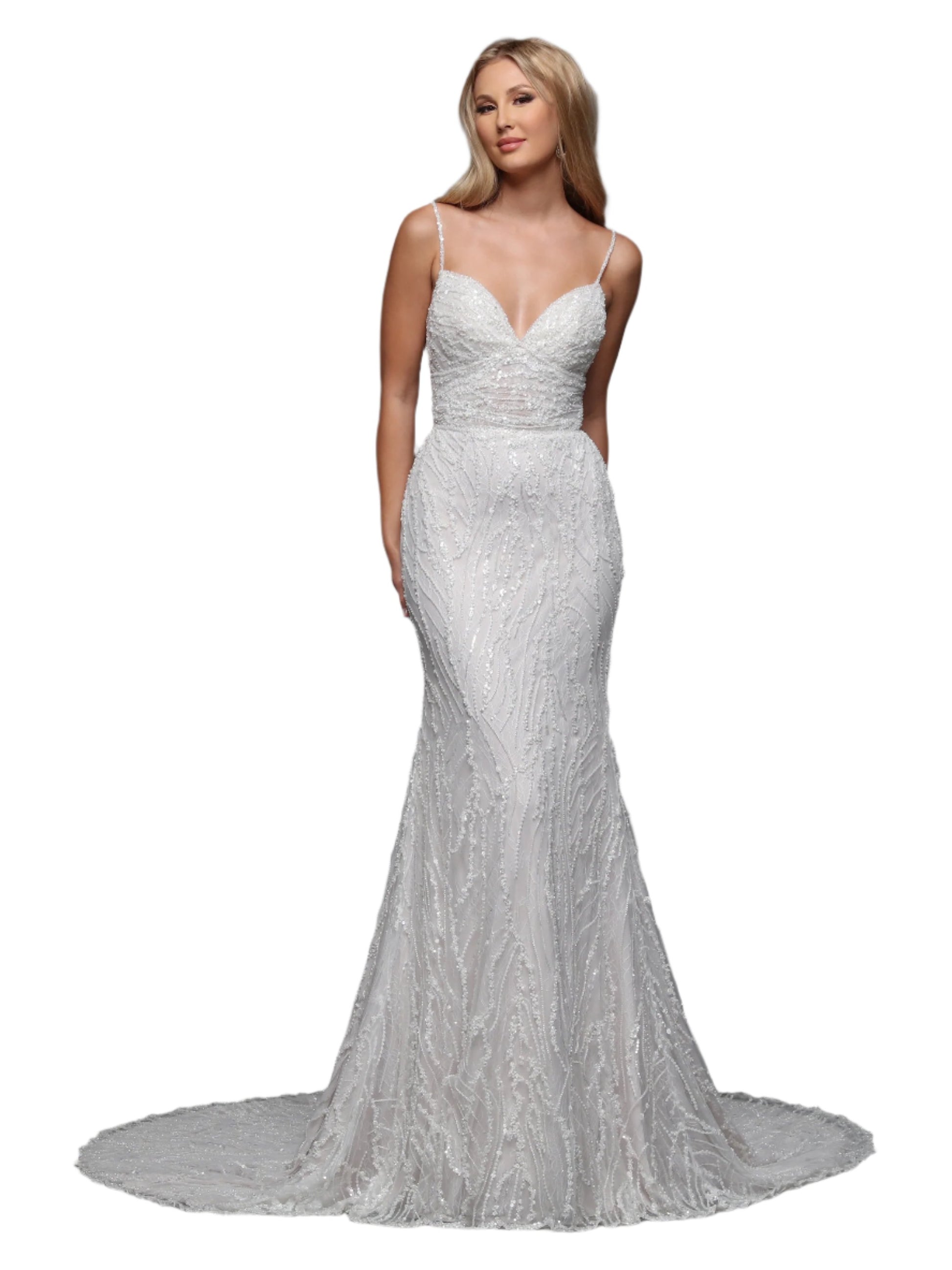 Davinci 50841 Sequin Beaded Lace Fitted Wedding Dress Train Bridal Gow Glass Slipper Formals Davinci 50841 Sequin Beaded Lace Fitted Wedding Dress Train Bridal Gow Glass Slipper Formals