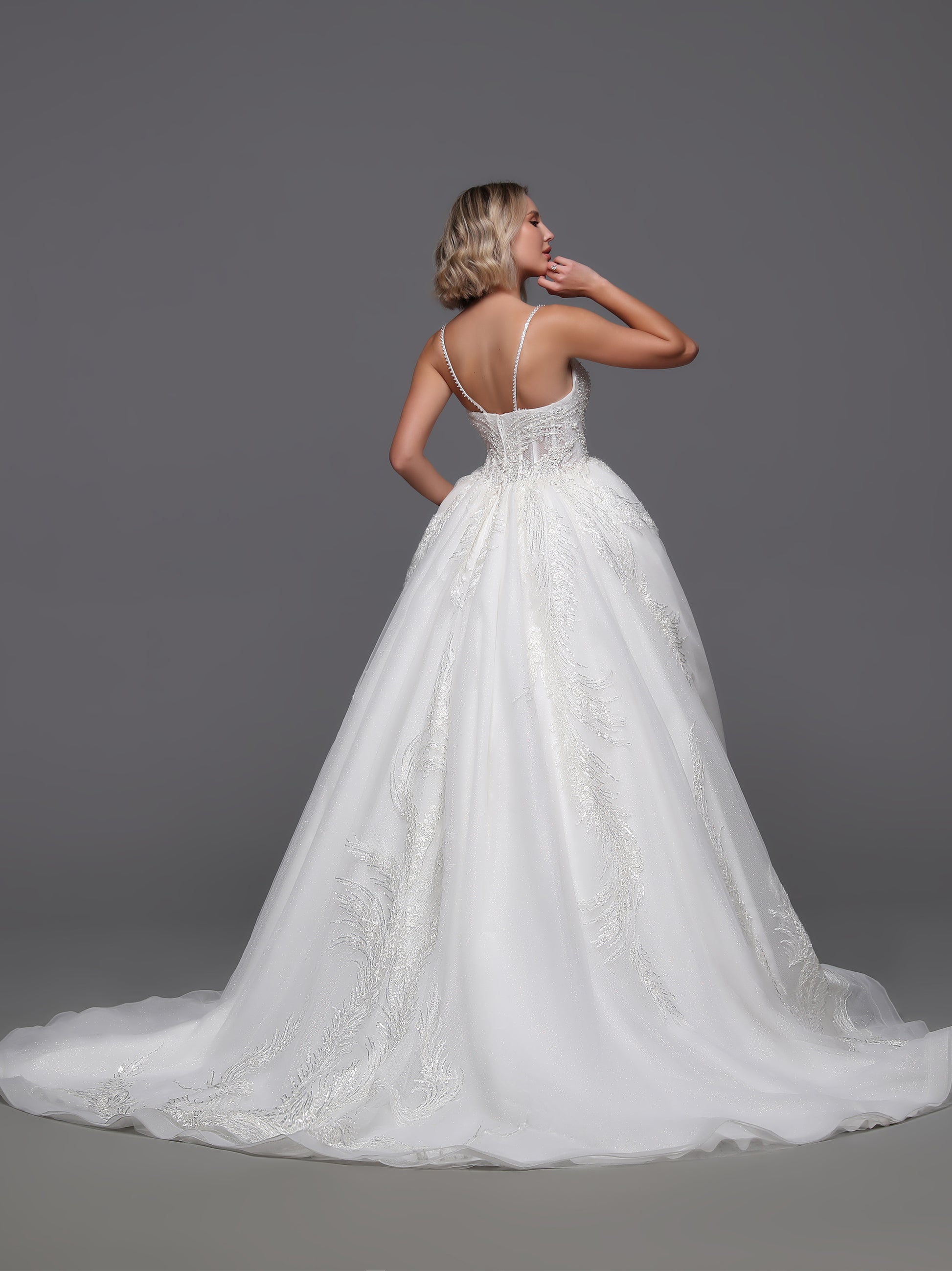 Davinci Bridal 50876 Size 12 Ivory Beaded Sequin Wedding Dress Bridal Glass Slipper Formals Davinci Bridal 50876 Size 12 Ivory Beaded Sequin Wedding Dress Bridal Glass Slipper Formals