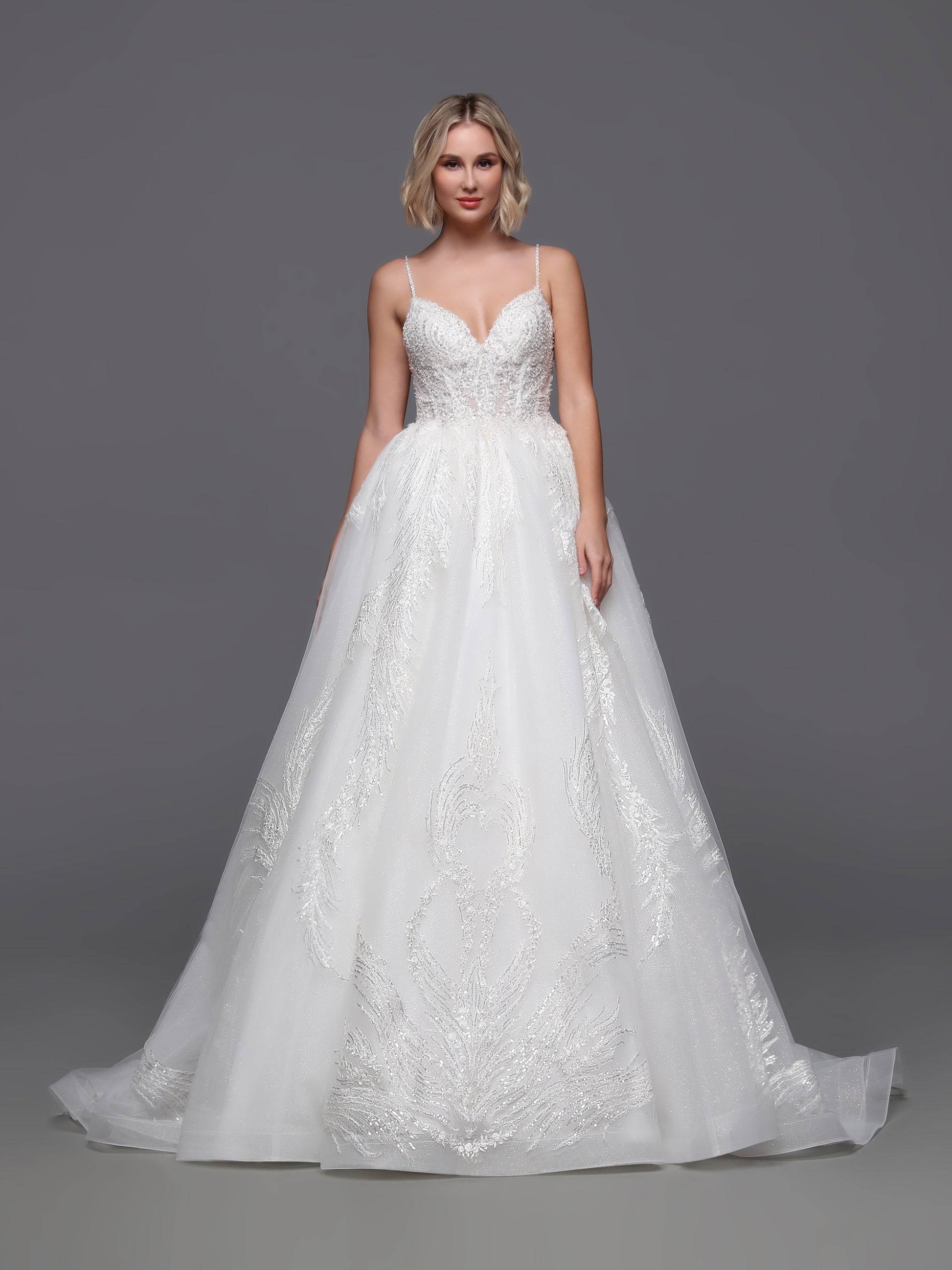 Davinci Bridal 50876 Size 12 Ivory Beaded Sequin Wedding Dress Bridal Gown Shimmer Train Princess Davinci Bridal 50876 Size 12 Ivory Beaded Sequin Wedding Dress Bridal Gown Shimmer Train Princess