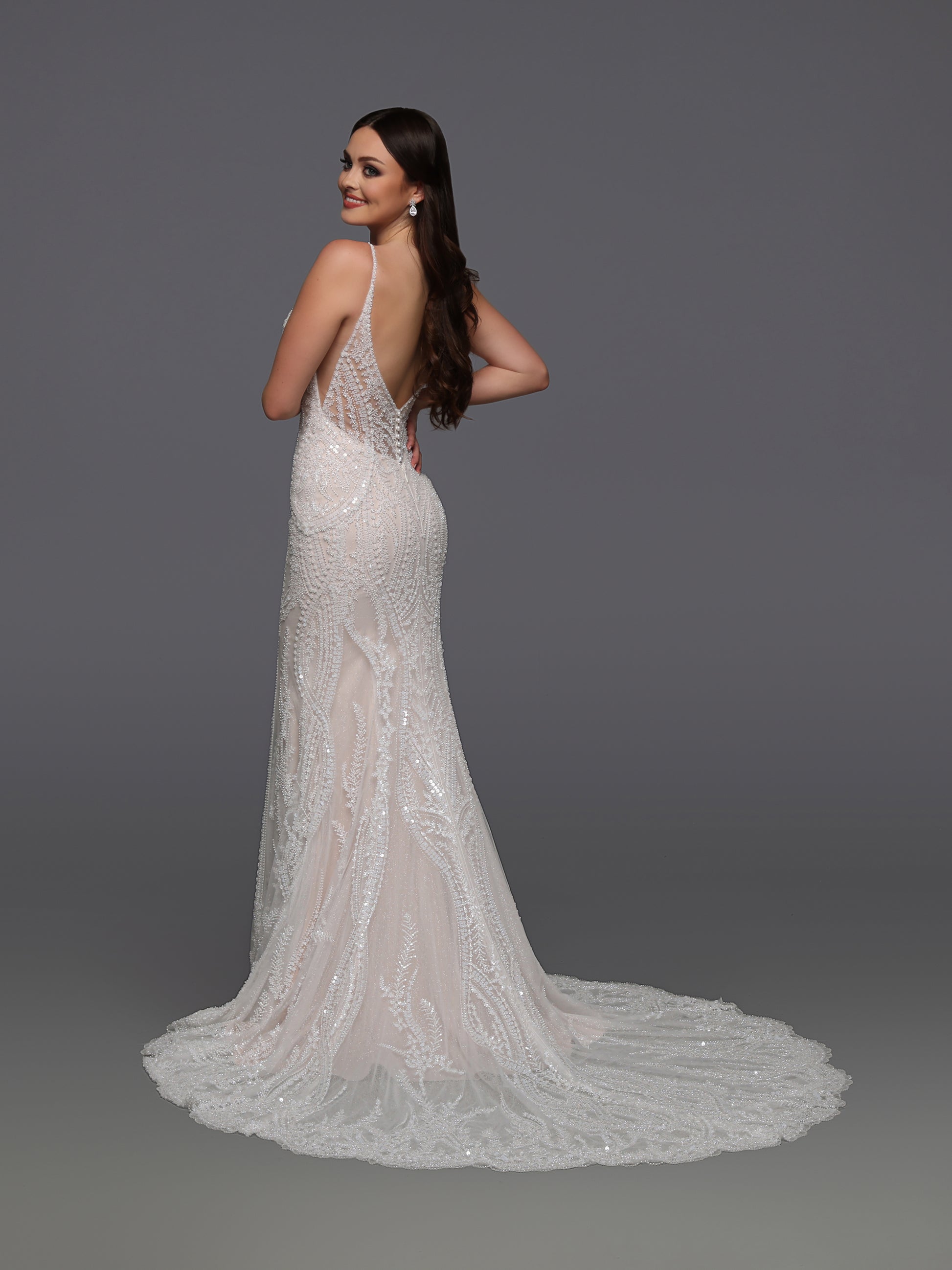 Davinci Bridal 50926 Size 12 Ivory/Nude Beaded Sheer Wedding Dress Bridal Gown Train Buttons Davinci Bridal 50926 Size 12 Ivory/Nude Beaded Sheer Wedding Dress Bridal Gown Train Buttons