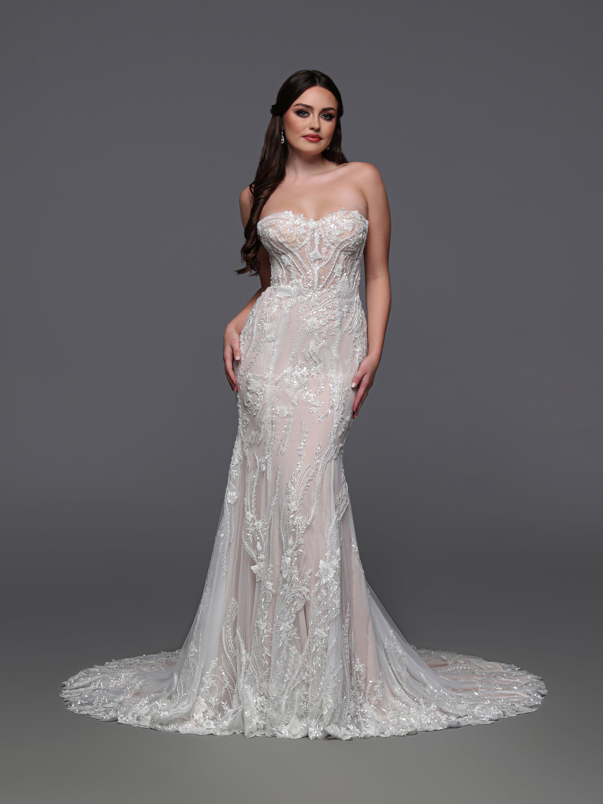 Davinci Bridal 50933 Size 8 Ivory Beaded Lace Wedding Dress Sheer Cors Glass Slipper Formals Davinci Bridal 50933 Size 8 Ivory Beaded Lace Wedding Dress Sheer Cors Glass Slipper Formals