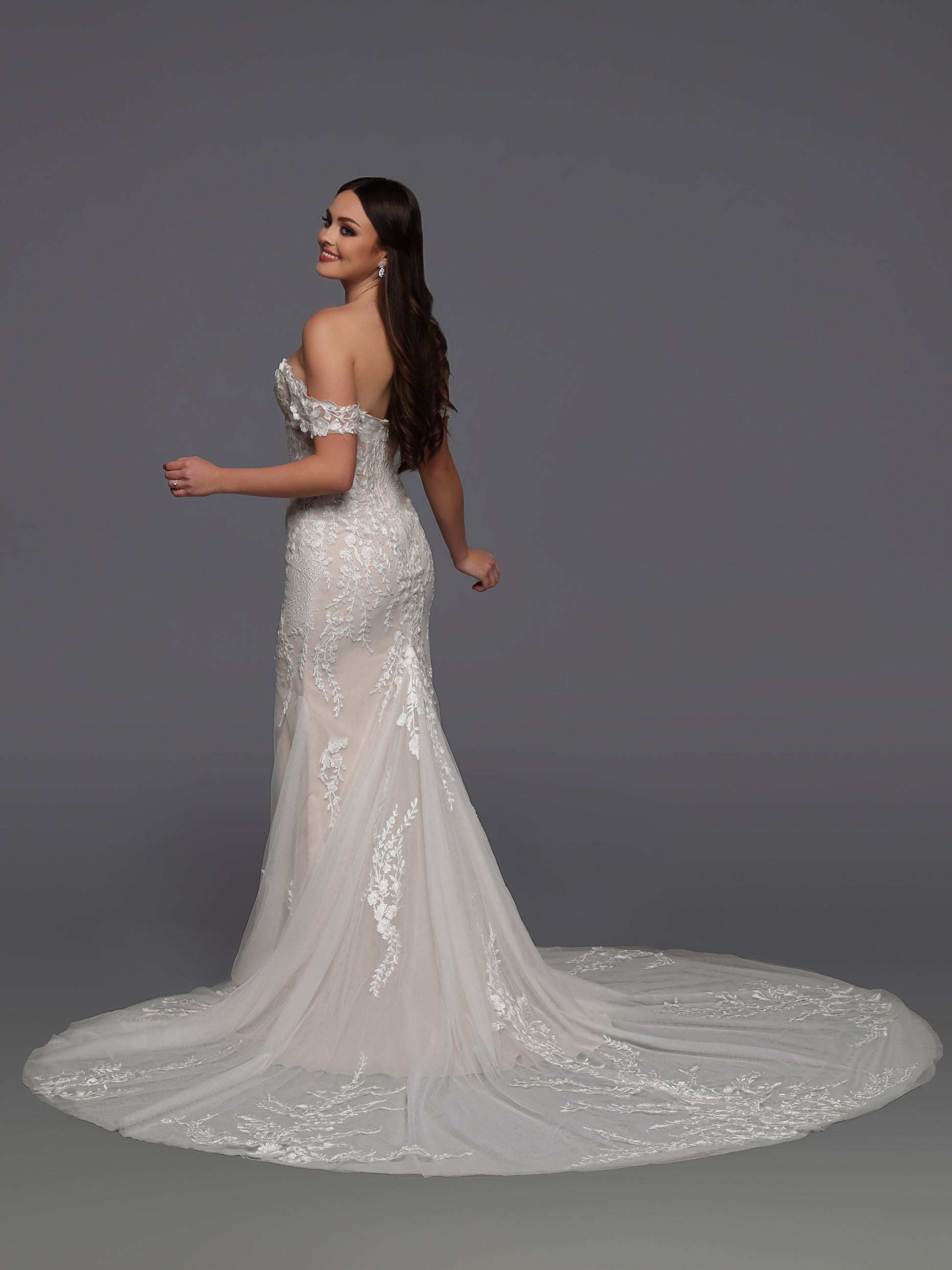 Davinci Bridal 50943 Size 2 Ivory/Nude Lace Fitted off the Shoulder Wedding Dress Bridal Gown Davinci Bridal 50943 Size 2 Ivory/Nude Lace Fitted off the Shoulder Wedding Dress Bridal Gown