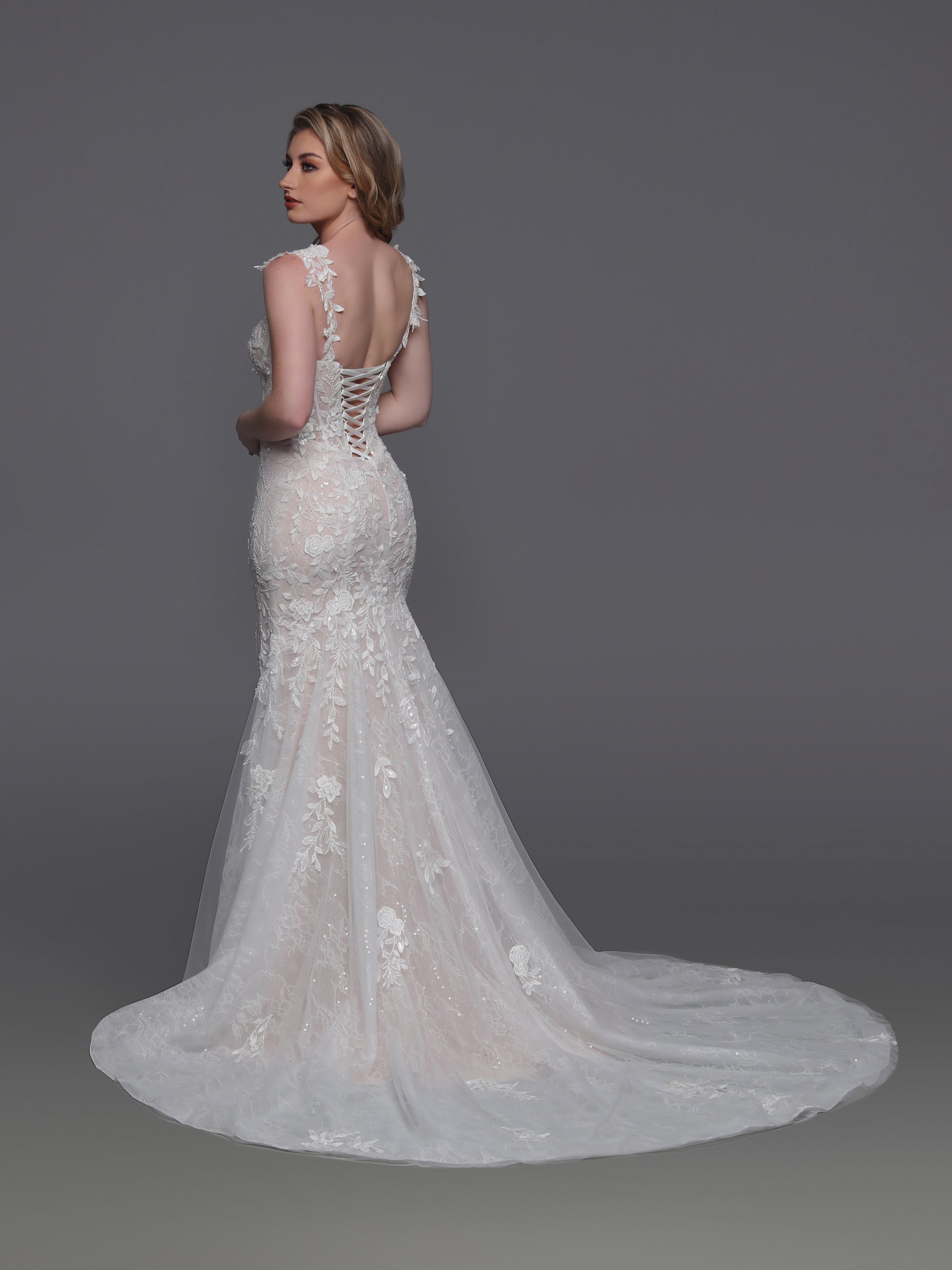 Davinci Bridal 50954 Size 6 Ivory Nude Sheer Corset Beaded Lace Wedding Dress Fit & Flare Bridal Gown Davinci Bridal 50954 Size 6 Ivory Nude Sheer Corset Beaded Lace Wedding Dress Fit & Flare Bridal Gown