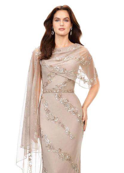 Ashley Lauren 11213 Long Evening Gown Detachable Overlay