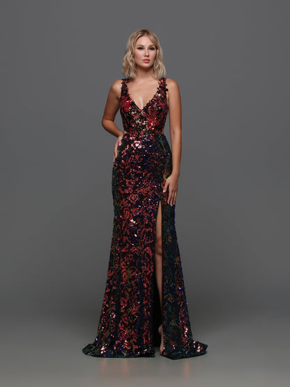 Candice Wang 72372 Size 10 Black Multi Fitted Sequin V Neck Racerback Prom Dress Cutout Slit V Neck Formal Gown Candice Wang 72372 Size 10 Black Multi Fitted Sequin V Neck Racerback Prom Dress Cutout Slit V Neck Formal Gown