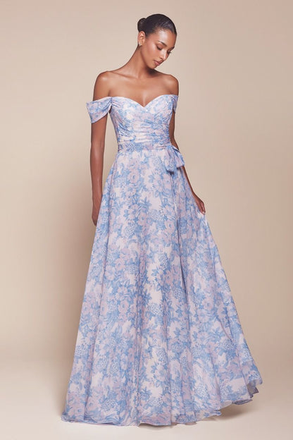 Elevate your prom night with the Ladivine 7441, a stunning off-the-shoulder A-line gown designed to turn heads. This sophisticated dress features a romantic sweetheart neckline, elegant backless design, and a dramatic train accented with a coordinating belt. The flowing A-line silhouette flatters every figure while the off-shoulder styling adds timeless glamour. Perfect for making an unforgettable entrance at prom, formal events, or special occasions where you want to feel confident and radiant.

Silhouette