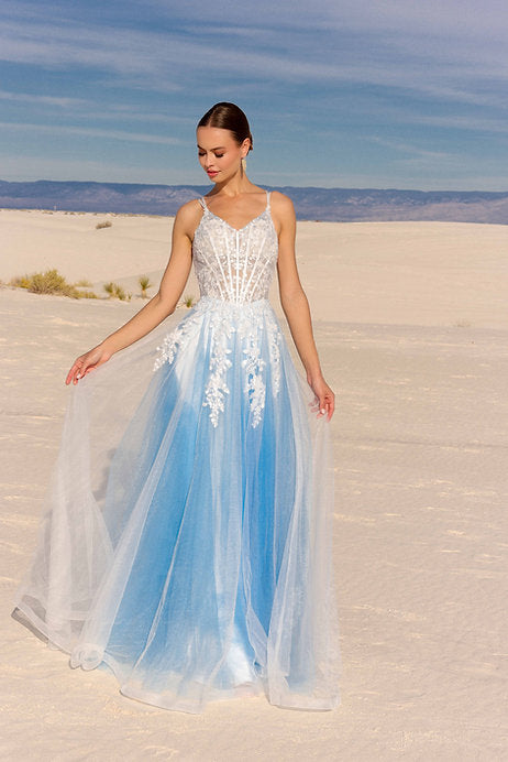 Elevate your formal look with the Vienna Prom 7893 Long Prom Dress. Featuring a corset A-line design and sheer lace train, this gown exudes elegance. Perfect for prom, pageants, and other formal events, this dress will make you feel confident and stylish. Don't miss out on this stunning piece.