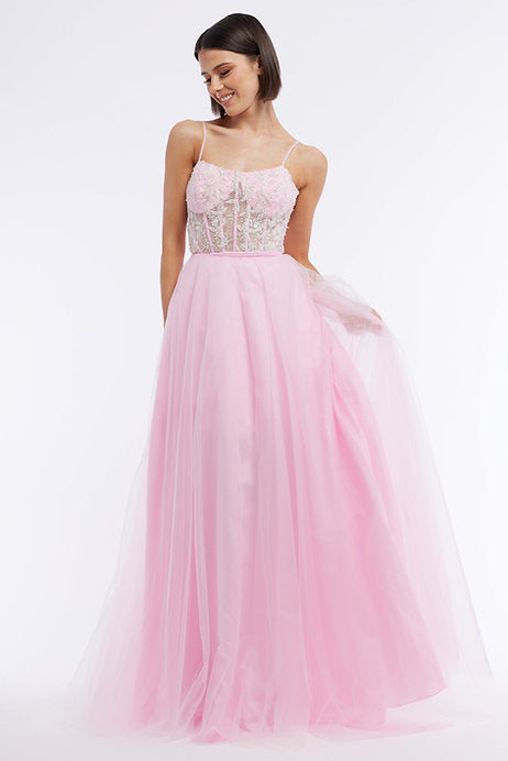 Elevate your formal ensemble with the Vienna Prom 7897 Long Short Prom Dress. Featuring a corset lace bodice and sheer detachable long skirt, this gown offers a unique and versatile style. Whether attending a prom or pageant, this dress promises to make you stand out with its elegant design and flattering fit.
