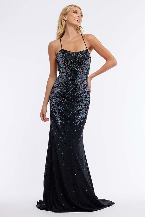 This Vienna Prom 7961 Long Prom Dress is the perfect choice for any formal event. The fitted silhouette accentuates your figure while the beaded floral design adds a touch of elegance. The spaghetti straps offer support and the length makes it suitable for a pageant or prom. Invest in style and comfort with this stunning gown.