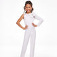 Ashley Lauren Kids 8133 Size 14 Jade Long Sleeve Crepe Jumpsuit bow Pageant Wear