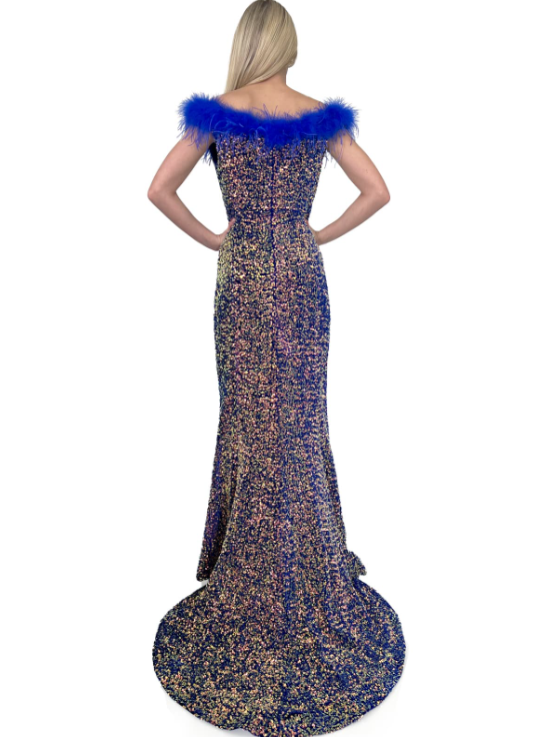 Marc Defang 8145 size 4 Velvet Sequin Feather Dress Glass Slipper Formals Marc Defang 8145 size 4 Velvet Sequin Feather Dress Glass Slipper Formals