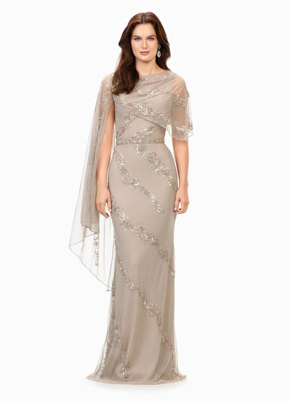 Ashley Lauren 11213 Long Evening Gown Detachable Overlay
