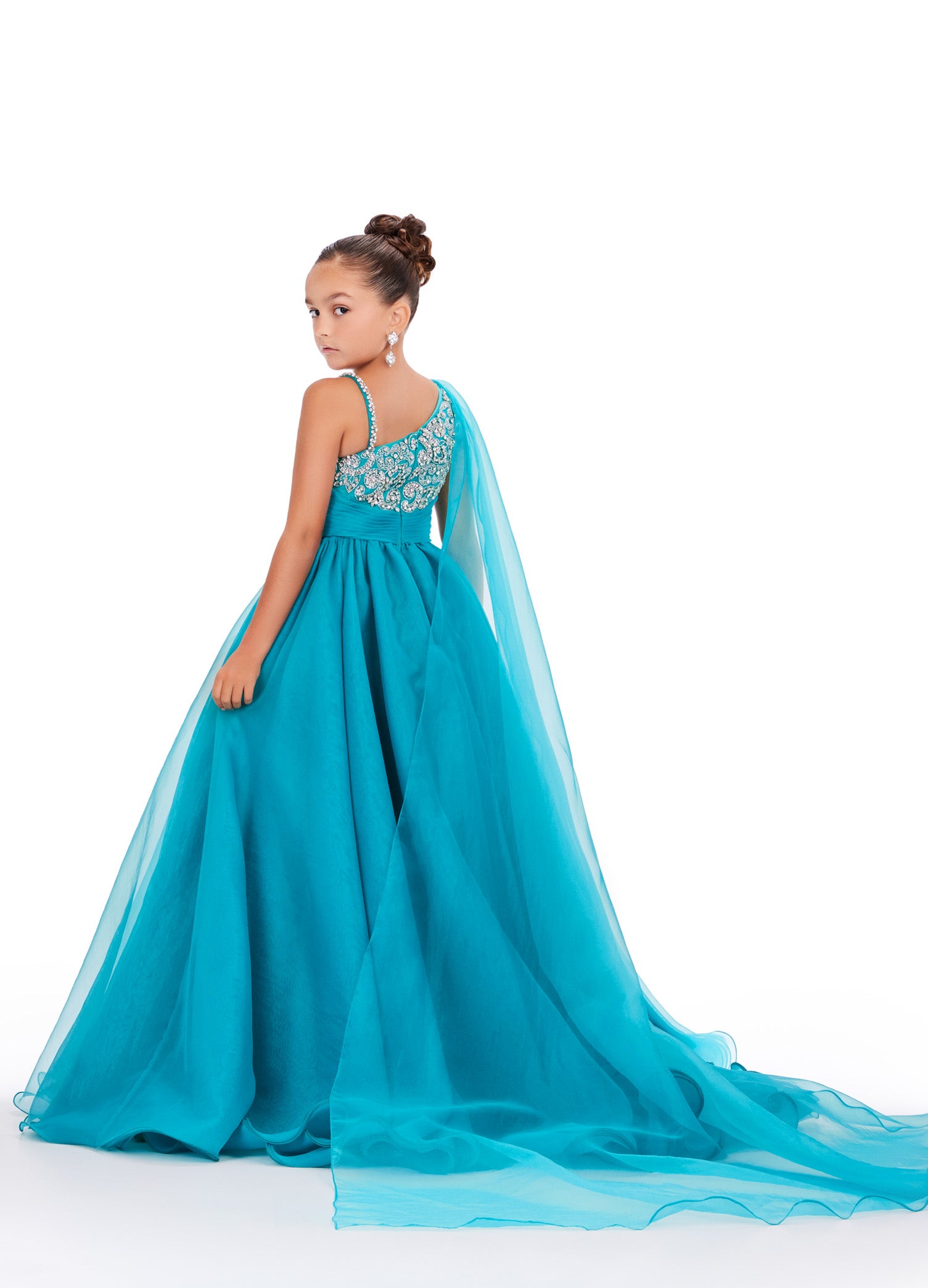 Ashley Lauren Kids 8212 One Shoulder Girls Pageant Dress Cape A Line B Glass Slipper Formals Ashley Lauren Kids 8212 One Shoulder Girls Pageant Dress Cape A Line B Glass Slipper Formals