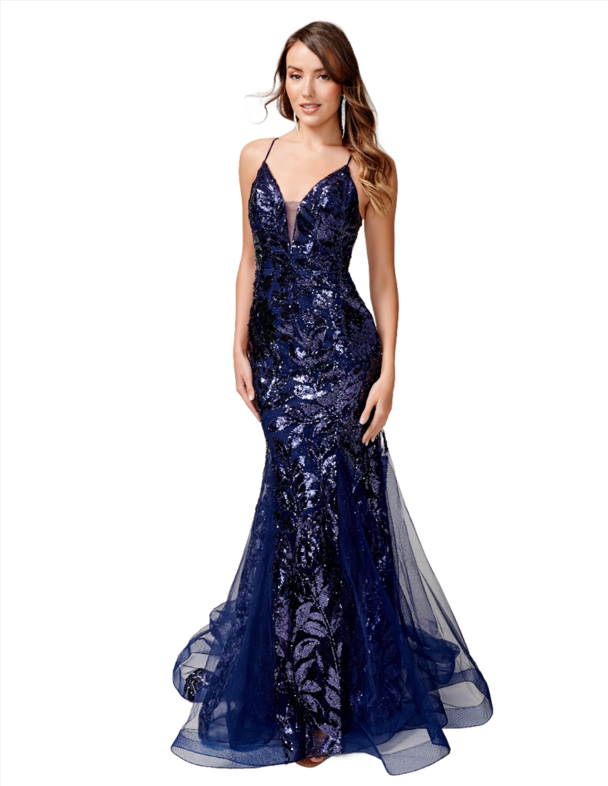 Nina Canacci 8236 Size 4 Navy Sequin Mermaid Prom Dress Backless Corse Glass Slipper Formals Nina Canacci 8236 Size 4 Navy Sequin Mermaid Prom Dress Backless Corse Glass Slipper Formals