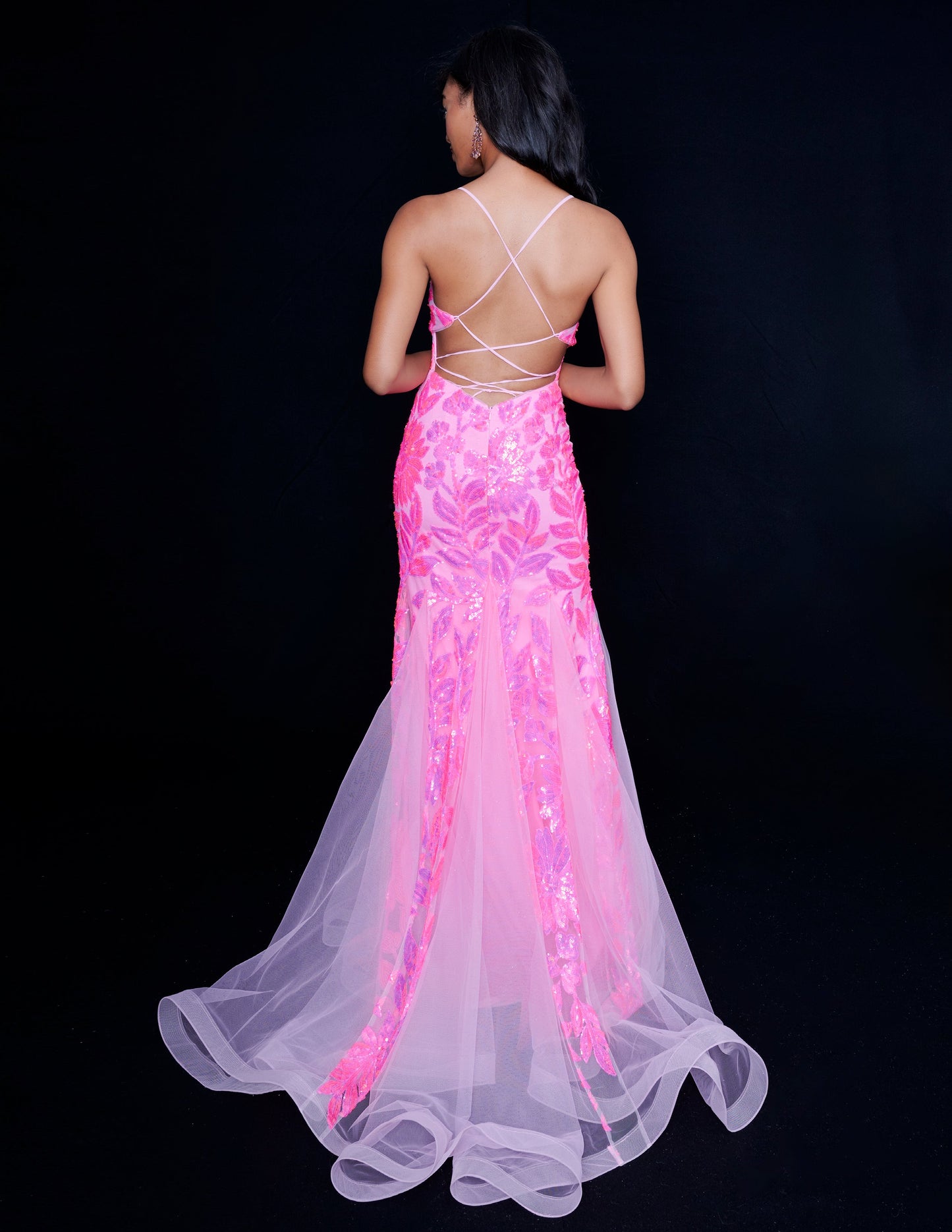 <p data-mce-fragment="1">This stunning Nina Canacci 8236 Prom Dress features a sequin mermaid design, highlighted by a backless corset and V-neckline. Perfect for formal events, this gown offers a flattering silhouette and elegant style. Shine and stand out at your next event with this must-have dress.</p> <p data-mce-fragment="1">Sizes: 0-12</p> <p data-mce-fragment="1">Colors: Pink, Navy, Orange</p>
