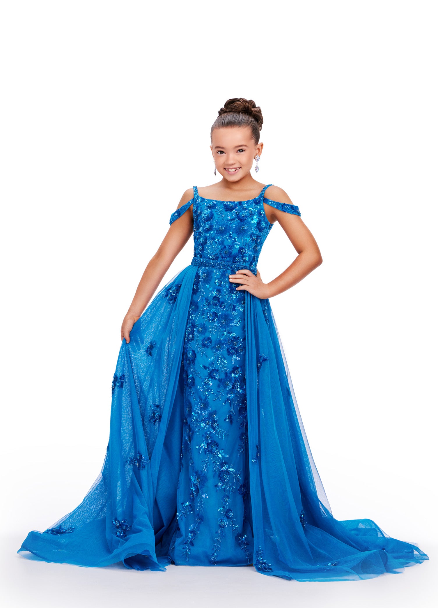 Turquois Blue Fancy Stylish Party Wear Kids Gown (Set Of 10 Pcs) Catalog