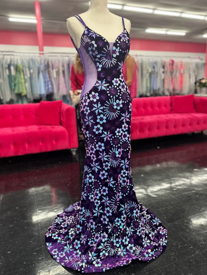 Elevate your evening with the Nina Canacci 8257 prom dress, crafted in rich purple velvet adorned with shimmering sequins. This size 4 mermaid gown features a flattering V-neckline and sheer accents that add a delicate, sophisticated allure. Designed to contour your silhouette gracefully, it’s the perfect choice for a formal event where elegance and style are paramount.

Size: 4

Color: Purple