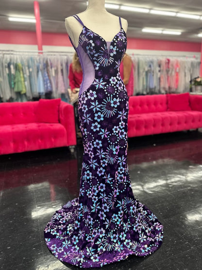 Elevate your evening with the Nina Canacci 8257 prom dress, crafted in rich purple velvet adorned with shimmering sequins. This size 4 mermaid gown features a flattering V-neckline and sheer accents that add a delicate, sophisticated allure. Designed to contour your silhouette gracefully, it’s the perfect choice for a formal event where elegance and style are paramount.

Size: 4

Color: Purple