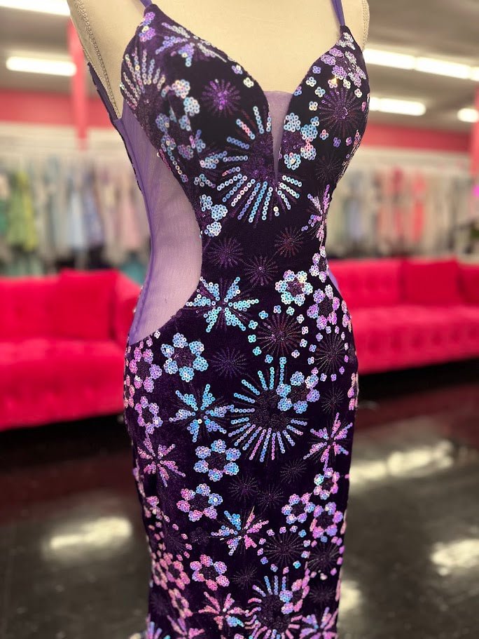 Elevate your evening with the Nina Canacci 8257 prom dress, crafted in rich purple velvet adorned with shimmering sequins. This size 4 mermaid gown features a flattering V-neckline and sheer accents that add a delicate, sophisticated allure. Designed to contour your silhouette gracefully, it’s the perfect choice for a formal event where elegance and style are paramount.

Size: 4

Color: Purple