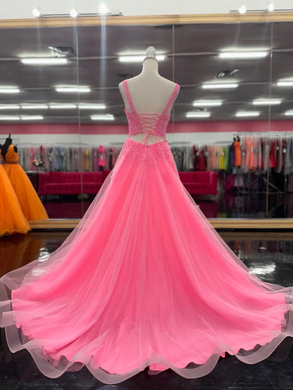 Elevate your evening with the Nina Canacci 8266 ballgown, designed in a vibrant hot pink hue. This size 4 dress features intricate beading that adds a subtle shimmer, enhancing its elegant A-line silhouette. The corset bodice offers a flattering fit, while the scoop neckline and backless design create a graceful, sophisticated look perfect for prom or formal occasions.

Size: 4

&nbsp;Color: Hot Pink