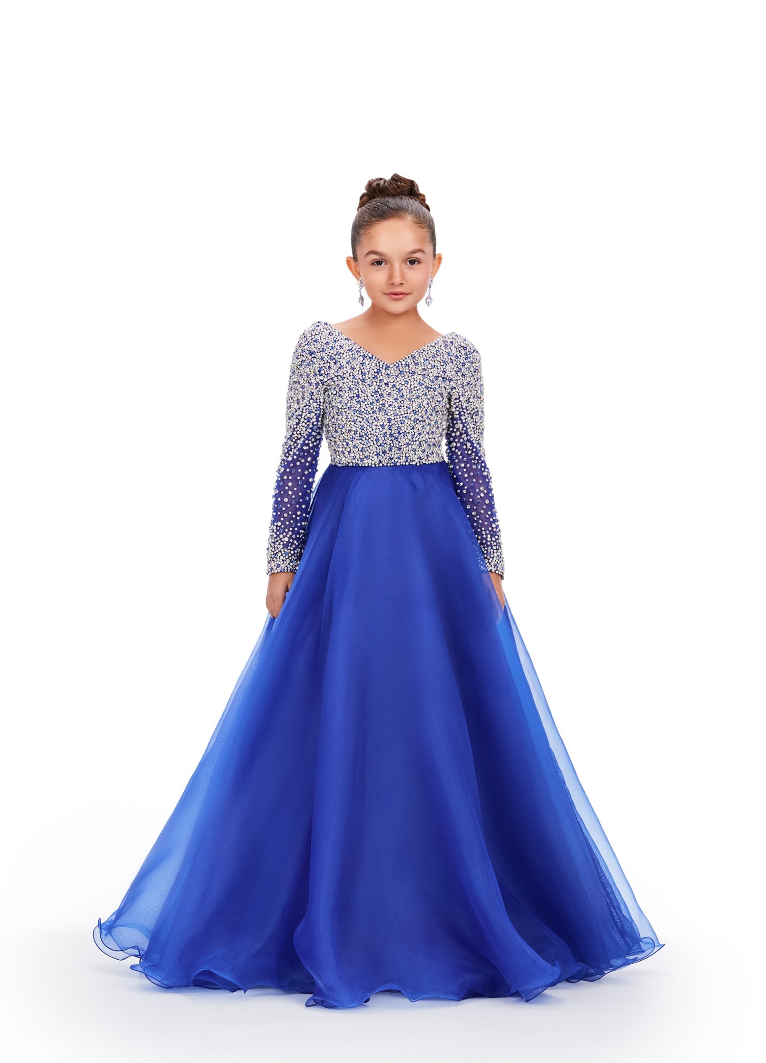 Ashley Lauren Kids 8271 Size 6 Hot Pink Girls Pageant Dress Crystal Long Sleeve A Line Pageant Dress Beaded Gown Ashley Lauren Kids 8271 Size 6 Hot Pink Girls Pageant Dress Crystal Long Sleeve A Line Pageant Dress Beaded Gown