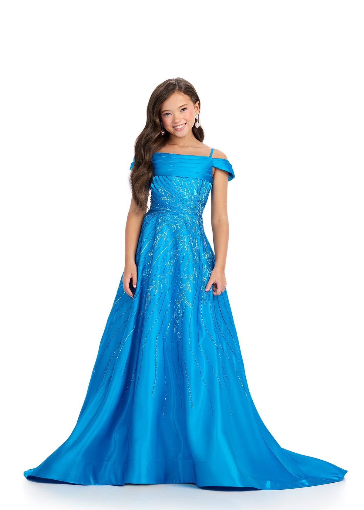 Ashley Lauren Kids 8317 Girls Long Satin Pageant Dress Crystal off the Glass Slipper Formals Ashley Lauren Kids 8317 Girls Long Satin Pageant Dress Crystal off the Glass Slipper Formals