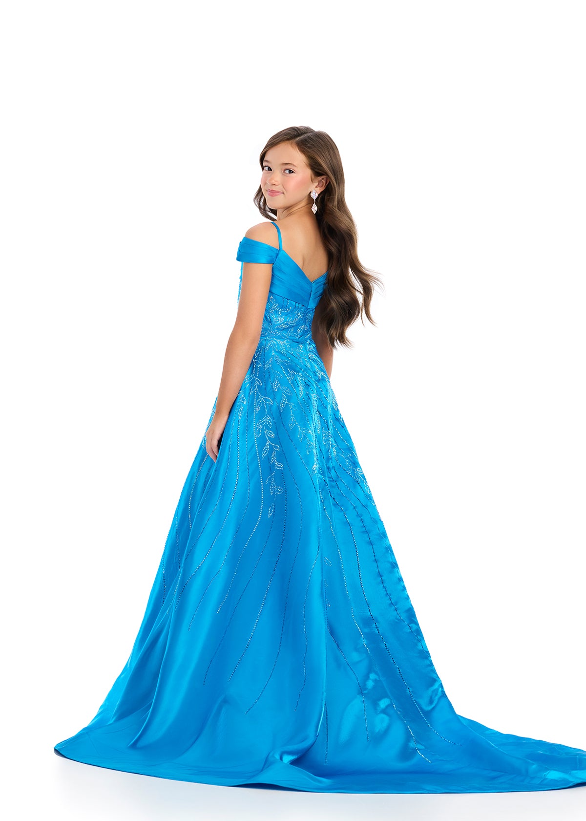 Ashley Lauren Kids 8317 Girls Long Satin Pageant Dress Crystal off the Glass Slipper Formals Ashley Lauren Kids 8317 Girls Long Satin Pageant Dress Crystal off the Glass Slipper Formals
