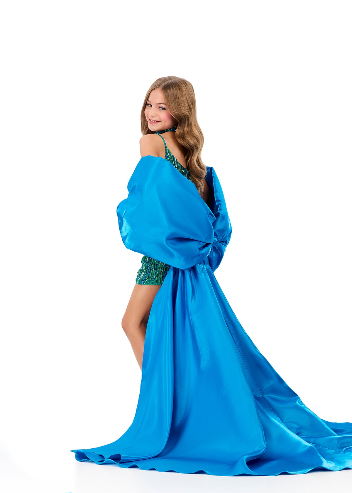 Ashley Lauren 8321 Kids Oversize Bow Cape Overskirt Pageant Wear