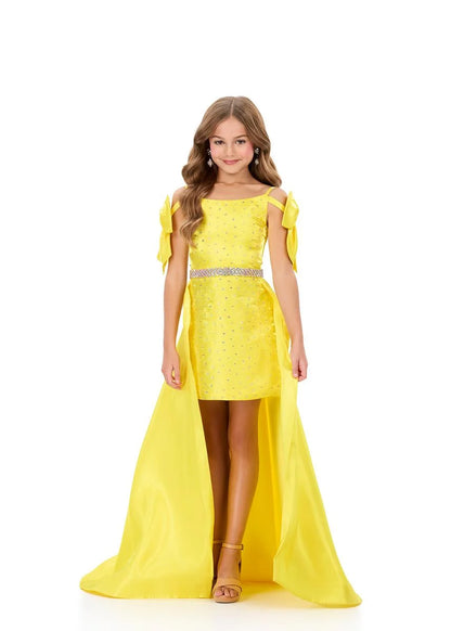 ASHLEYlauren 8330 Girls Short Dress with Overskirt Pageant Wear