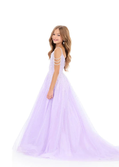 ASHLEYlauren 8335 Size 4 LILAC Girls Pageant Dress Pearls