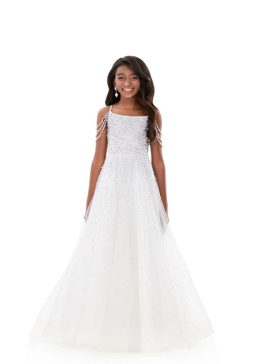 ASHLEYlauren 8335 Girls Pageant Dress Pearls Ballgown