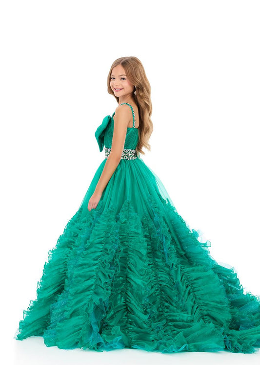 ASHLEYlauren 8338 Kids Organza Ball Gown Bow Bodice Ruffles