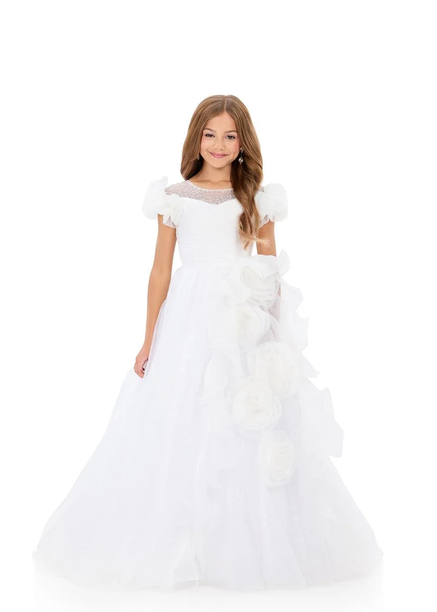 ASHLEYlauren 8346 Girls Pageant Dress Organza Flowers