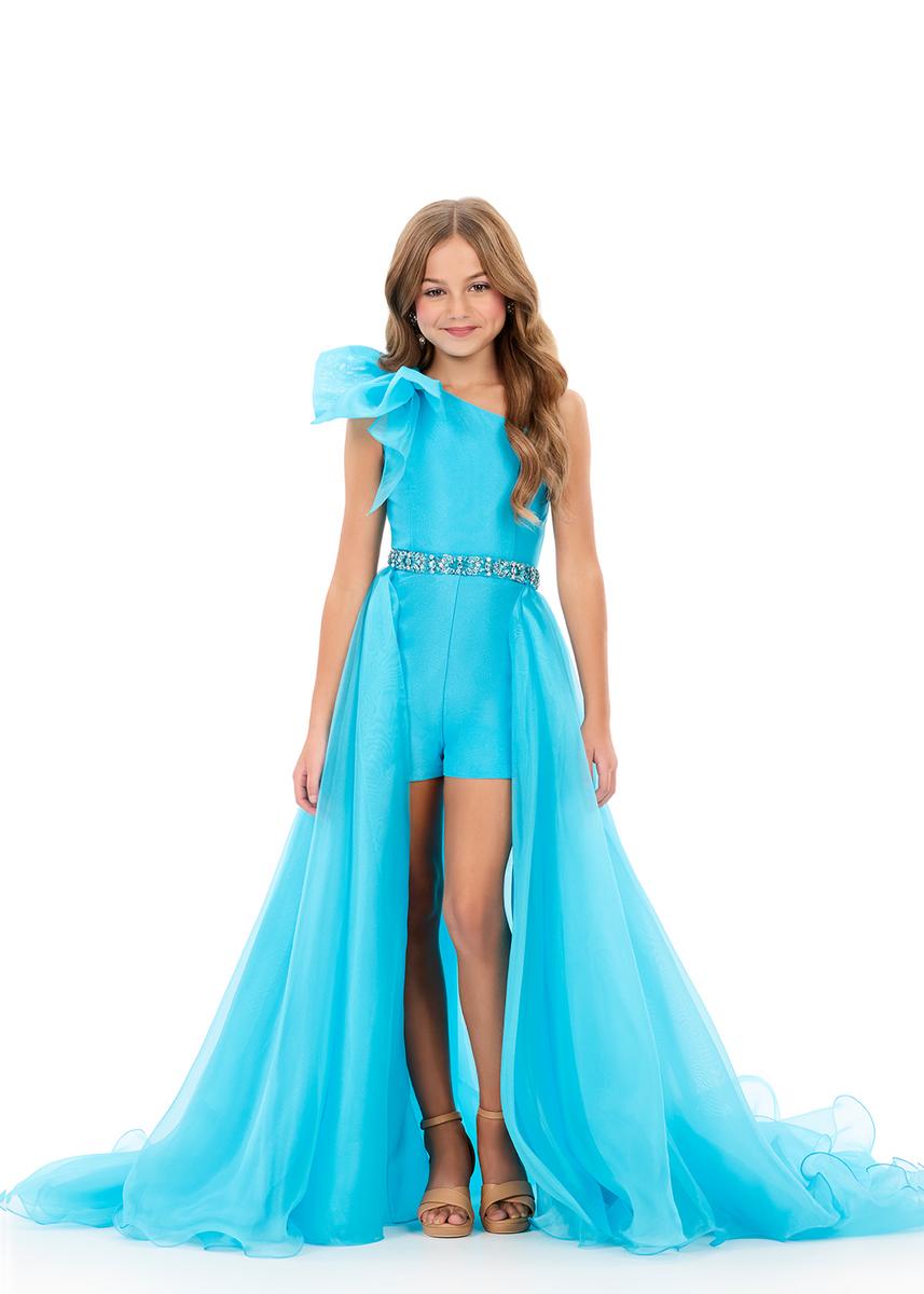 ASHLEYlauren 8348 Girls Romper with Overskirt
